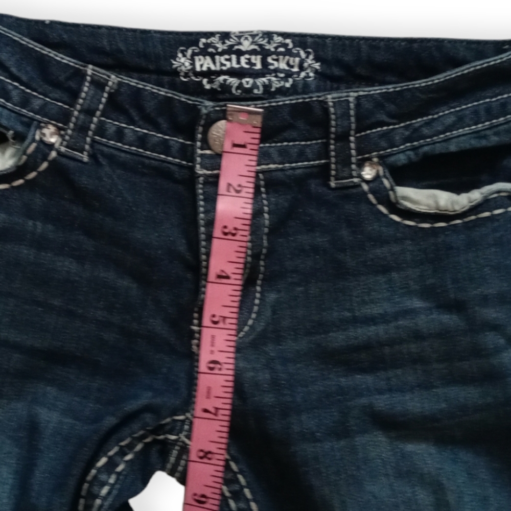 PAISLEY SKY WOMEN'S  BOOTS CUT JEANS. SIZE 6. COLOR BLUE. - Picture 3 of 12